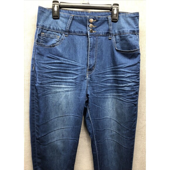 VIP Juniors Jeggings Size 13/31 Distressed Zip Triple Button Closure - Picture 1 of 16